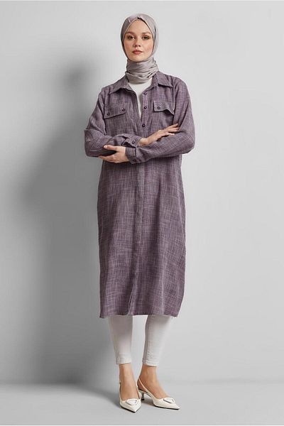 Alvina Shirt Collar Long Tunic 45346