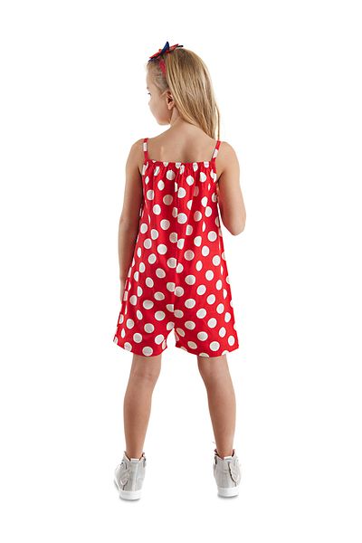 Denokids Roter gepunkteter gewebter Jumpsuit für Mädchen