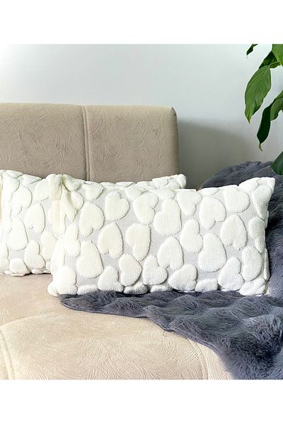 Cottella 2 Pack Bohemian Special Pattern Punch Pattern Decorative Throw Pillow Cover Heart Pattern 28X50 cm