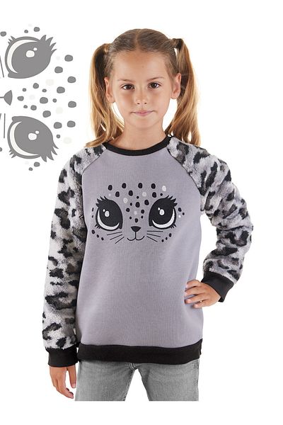 Denokids Plüsch-Sweatshirt mit Leopardenmuster für Mädchen