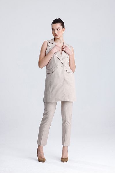 MD trend Women's Striped Vest Trousers Set