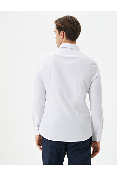 Koton Slim Fit Shirt Half Italian Collar Long Sleeve
