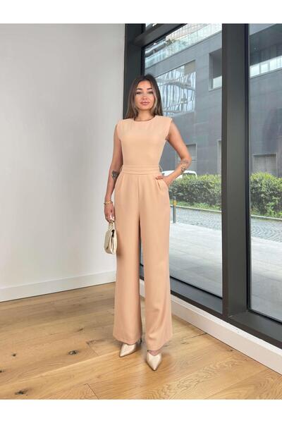 modaçelikler Kolsuz Belden Bağlamalı Tırast Taş Kadın Tulum 25Y272