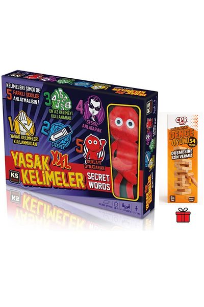 Ks Games Word Game Banned Words XXL 60 Min -4+ Corer-12+Age and Cprtoys Natural Wood Balance Game 54 Pieces