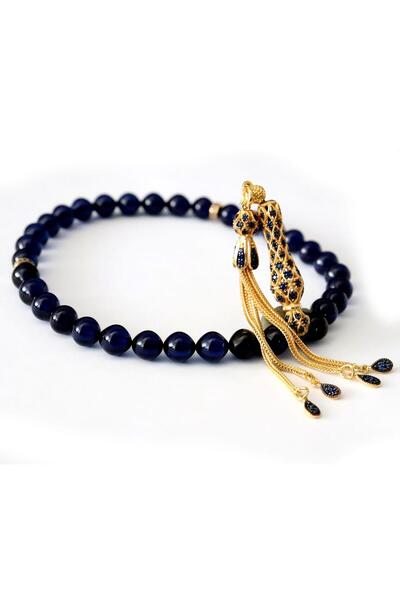 PİGADO 925 проба срібла з цирконом, темно-синій, стискається, бурштиновий чотки