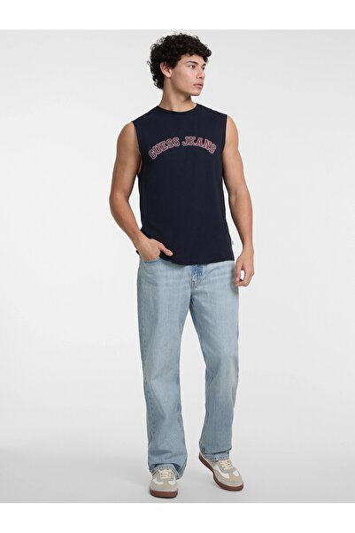 Guess Jeans Guess Erkek Lacivert Kolej Baskılı Atlet