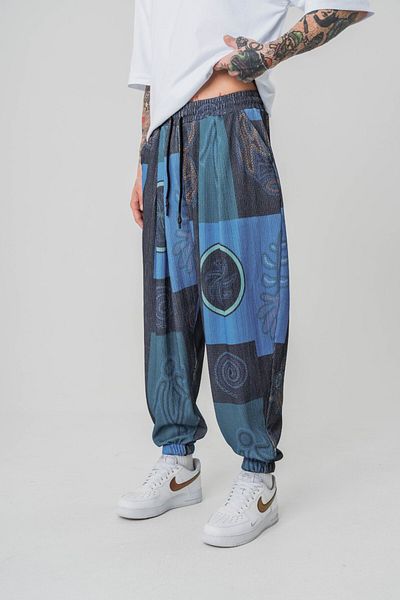 go gang own Egypt Pattern Waist and Leg Elastic Pleated Shalwar