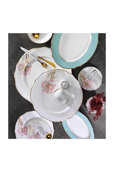 Koleksiyon Evaliza Bouquet Green Breakfast Set 42 Pieces