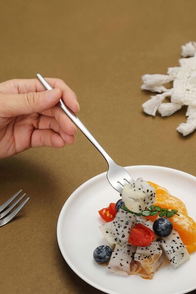 Chavin Silver Color 410 Steel Cutlery Set 6 Pieces Dessert & Fruit Motifs