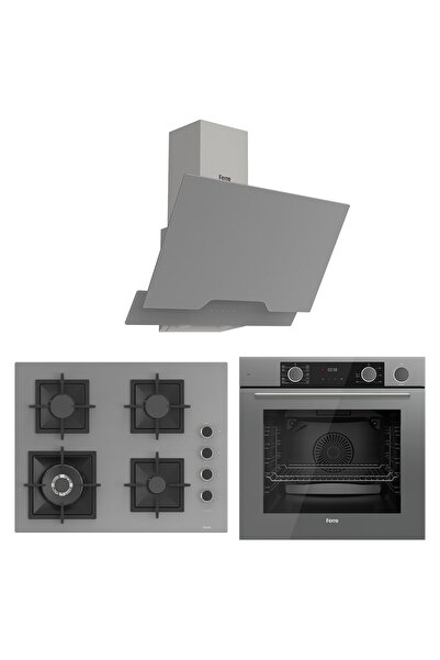 Ferre Fryart&Steamart Sc serisi Wok'lu Gri 3'lü Ankastre Set ( xe64cpr-sc408-d065 )