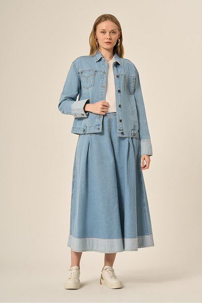 FTZ WOMEN Set fustă din denim pentru femei Ice Blue 31127