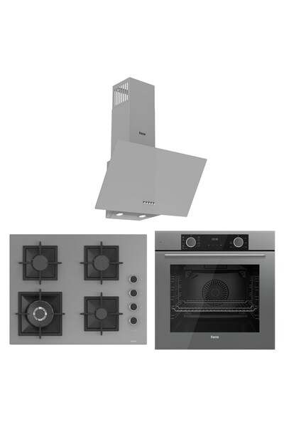 Ferre Fryart Sc serisi Wok'lu Gri 3'lü Ankastre Set ( xe63cpr-sc408-d088 )