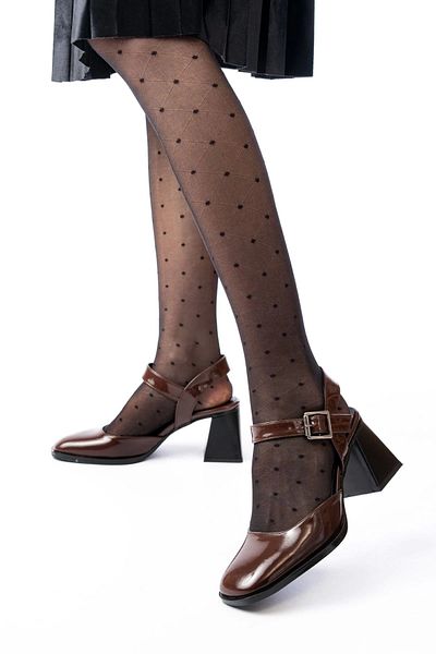 Moda Asmira İnf-40450 Brown Patent Leather Daily Open Back Heeled Shoes