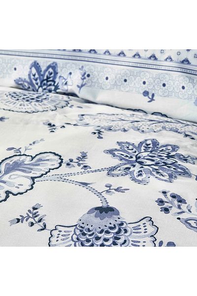 Karaca Home Karaca Home Amar Blue Bettbezug-Set für Doppelbetten aus 100 % Baumwolle, Bettbezug 200 cm x 220 cm,