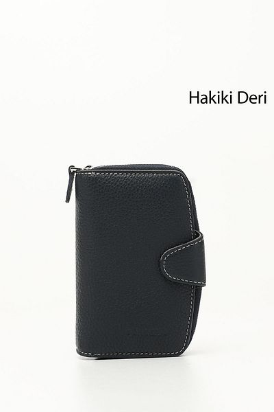 GÖNDERİ(R) NAVY BLUE ANTHRACITE Genuine Leather Women's Wallet 06518