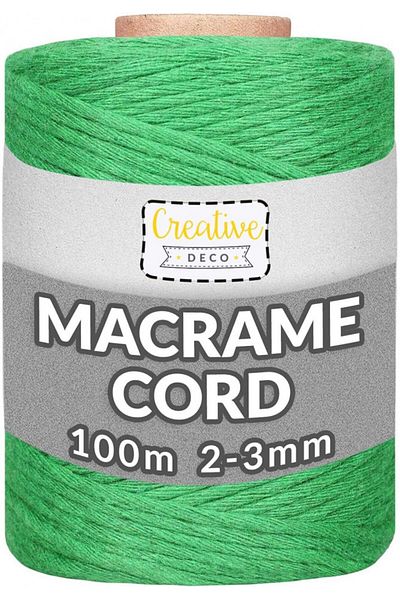 Creative Deco macrame thread roll, cotton, green, 100 m