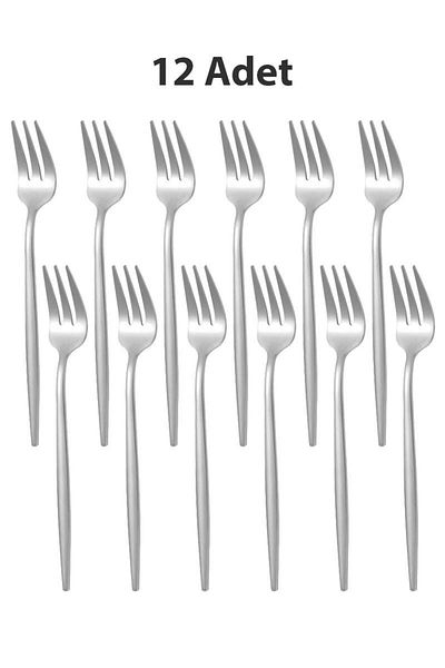 Chavin 410 Steel 12 Pcs Silver Color Dessert and Fruit Fork Cin611By-12