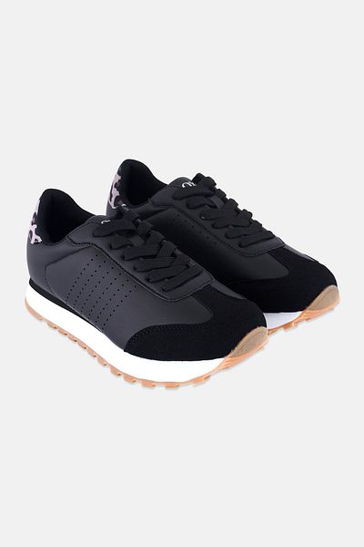 XOXO Women Lace Up Running Sports Shoes, Black