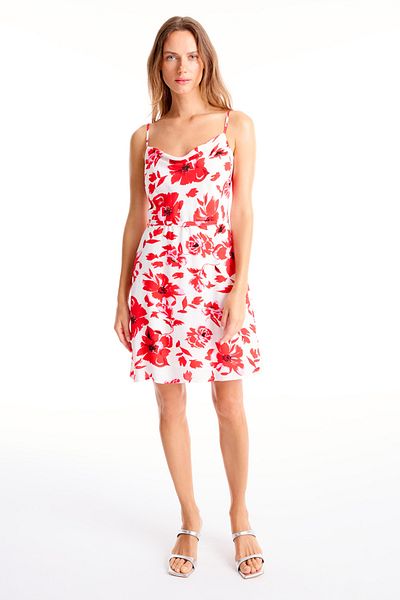 Perspective Red Albertan Regular Fit Floral Mini Dress