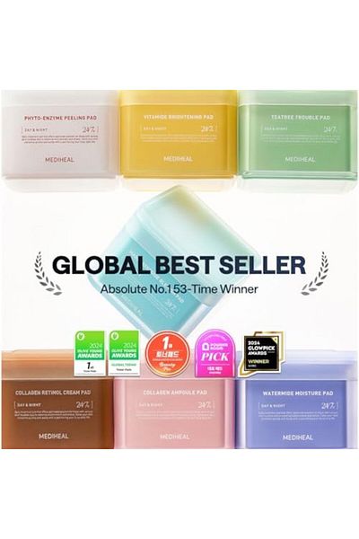Mediheal Korean Phyto-Enzyme Peeling Pad 90 Pads | Vegan Face Resurfacing & Pore Tightening Gauze Pa