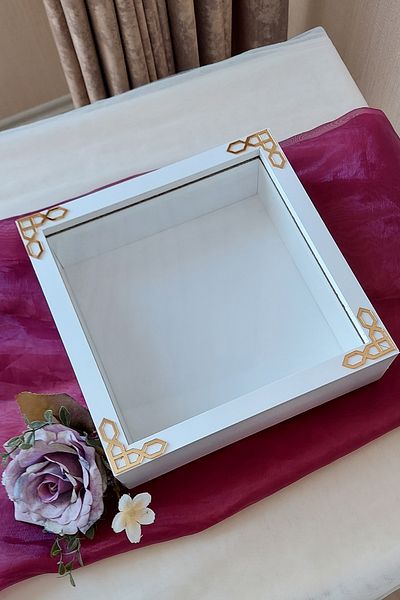 Verda Çerçeve 25x25 cm White Deep Memory Frame - 6 cm Depth Memory Frame Rose Box!Hkm Commerce