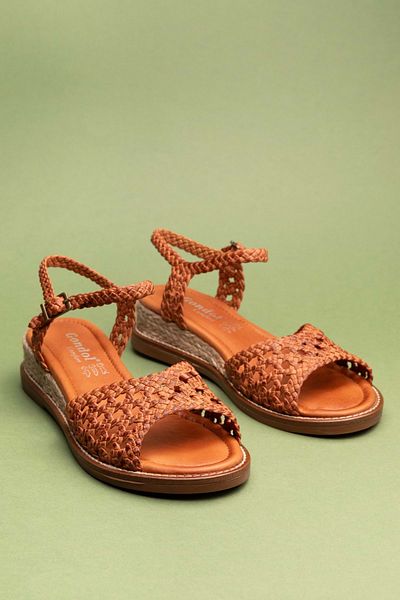 Gondol Women's Genuine Leather Hand Knitted Special Straw Wrapped Sandals Ell.7245