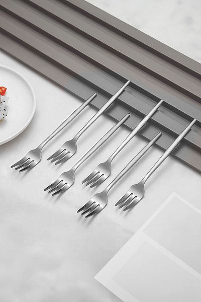 Chavin 410 Steel 12 Pcs Silver Color Dessert and Fruit Fork Cin611By-12
