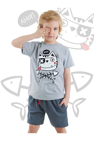 Denokids Ahoy Cat Boy Summer T-Shirt Shorts Set