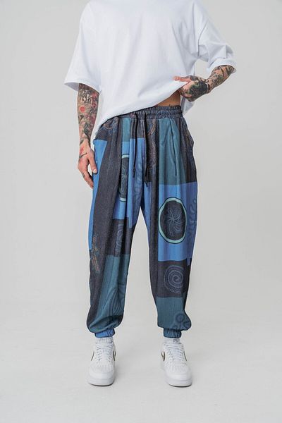 go gang own Egypt Pattern Waist and Leg Elastic Pleated Shalwar