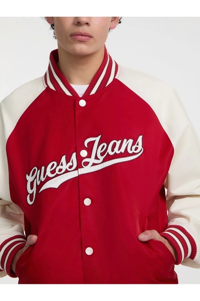 Guess GJ RAGLAN BOMBER WITH PATCH Erkek Kırmızı Ceket M5GL32WHAA2-G585