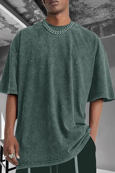 Millionaire Men's Petrol Green Oversize Acid Washed T-Shirt with Tumbled Effect