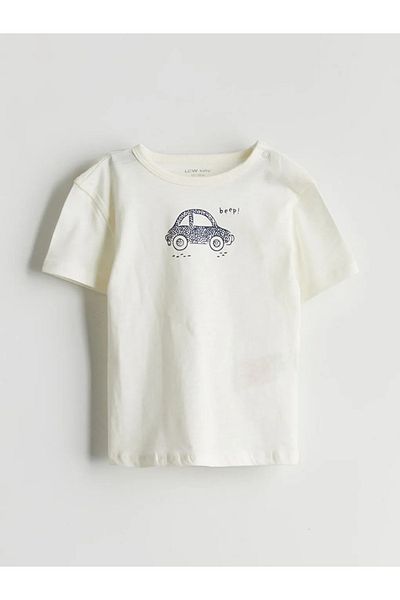 LC Waikiki Lcw Baby Ecru Printed Baby Boy T-Shirt and Leggings 2-Pack