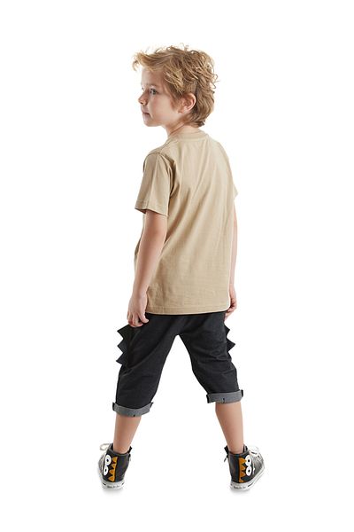 Denokids Lustiges Dino-Sommer-T-Shirt und Capri-Shorts-Set für Jungen