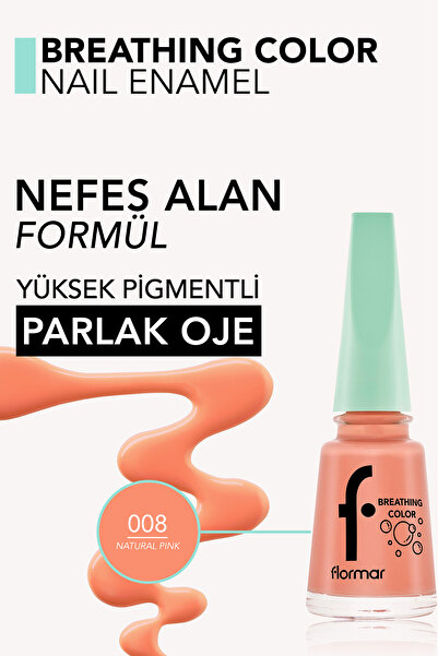 Flormar Nefes Alan Parlak Oje- Breathing Color Nail Enamel- 008 Natural Pink- 8682536032599