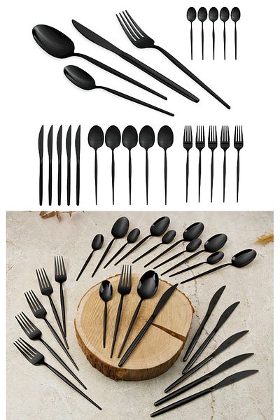 Berlinger 24-piece stainless steel cutlery set, polished black