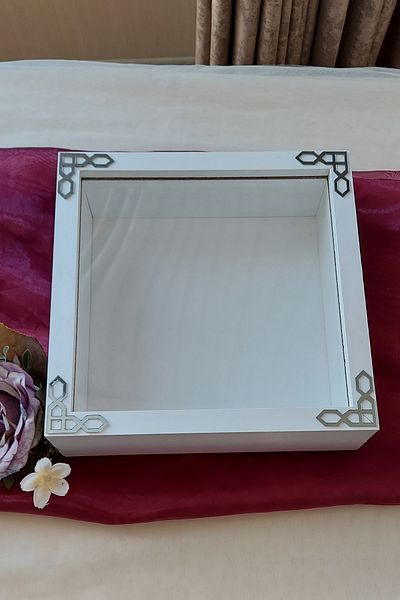 Verda Çerçeve 25x25 cm White Deep Memory Frame - 6 cm Depth Memory Frame Rose Box!Hkm Commerce