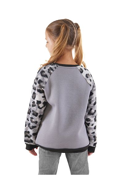 Denokids Plüsch-Sweatshirt mit Leopardenmuster für Mädchen