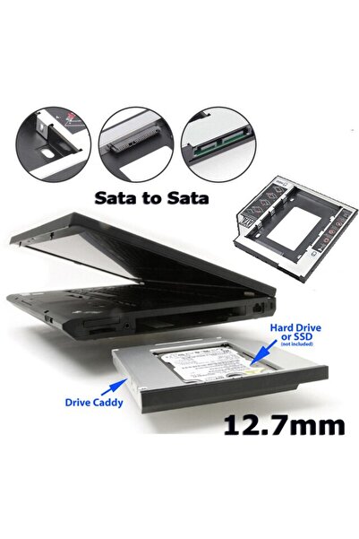 Koodmax Dvd Yuvasına Takılan Ssd Hdd Kutu 12.7Mm Hdd Caddy Kızak - İkinci HDD Bağlama