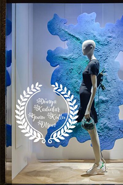 New Jargon Autocolant din sticlă cu ramuri de măslini și mesajul Happy 8 Marc...