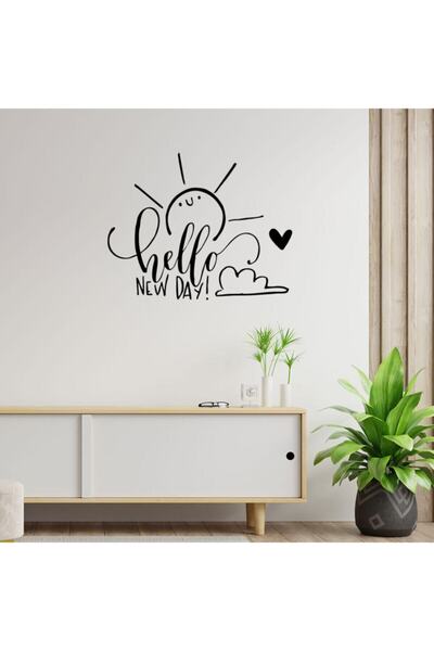 New Jargon Autocolant drăguț cu mesaj de perete „Hello New Day” cu scriere de...