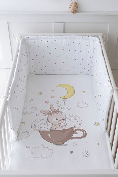 Tuğba Kuğu Bebek Başucu Koruyucu ve Baskılı Çarşaflı Uyku Seti - Pure Baby Se...