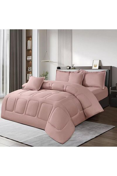 Moon 6-piece plain double quilt set