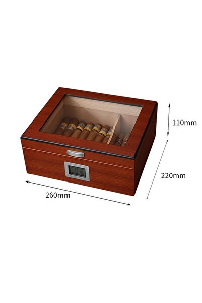 Falconetti Açık Kahverengi Camlı Humidor Puro Kutusu rd47