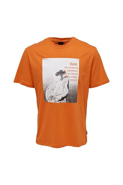 ONLY O Collar Printed Orange Men's T-Shirt 22025271