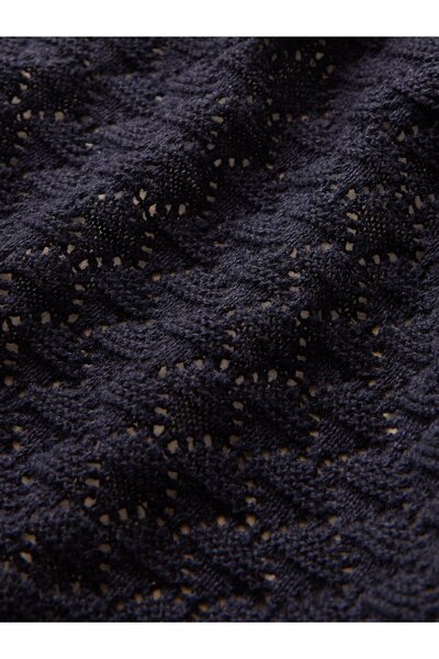 GAP Kadın Lacivert Keten Karışımlı Pointelle Kazak