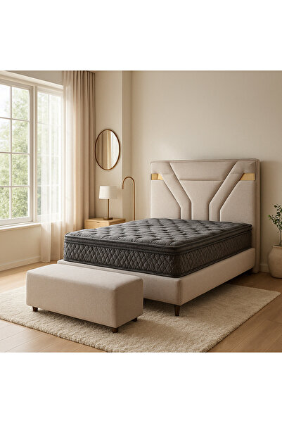 Home TEK KİŞİLİK YATAK+BAZA+BAŞLIK+PUFF 90X190 EYLÜL SET