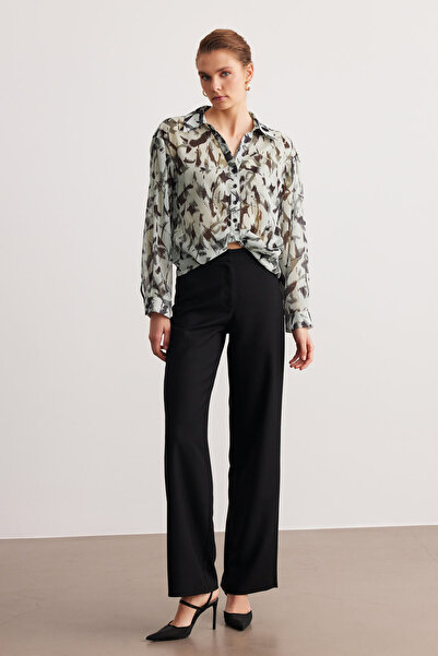 STELLA PULVIS Crne široke pantalone Visok struk