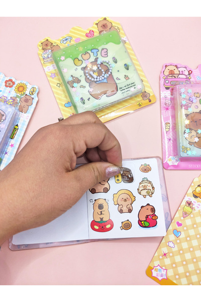 Limmy Capybara Water Sequin Capybara Notepad with Keychain and Sticker (7.5X7.5 cm) - Cake Birthday