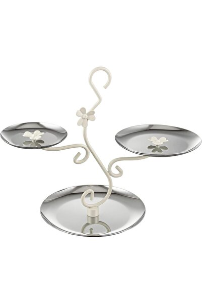 Generic Al Saif 3-tier dessert stand, white/chrome, round