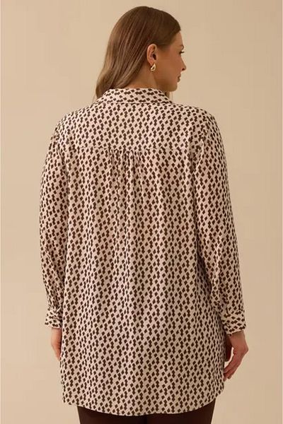 SEÇİL Women's Beige Size Nightdress Large Size Motif